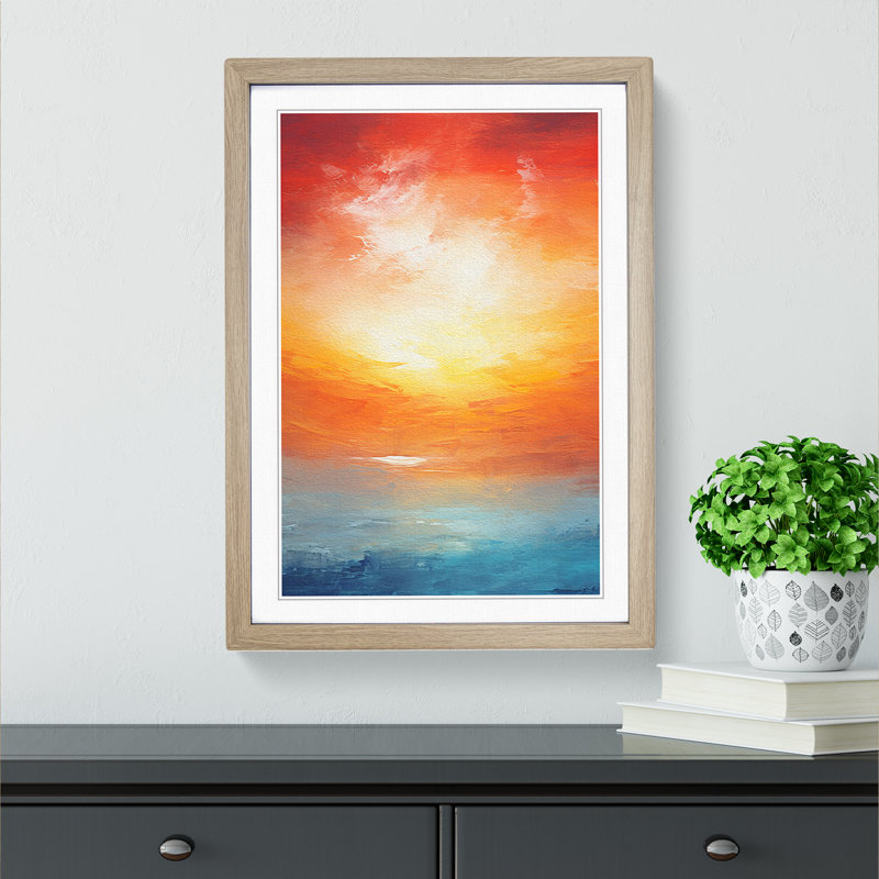 Sunset Abstract No.3 - Framed Print, Oak, 64cm H x 46cm W x 2cm D