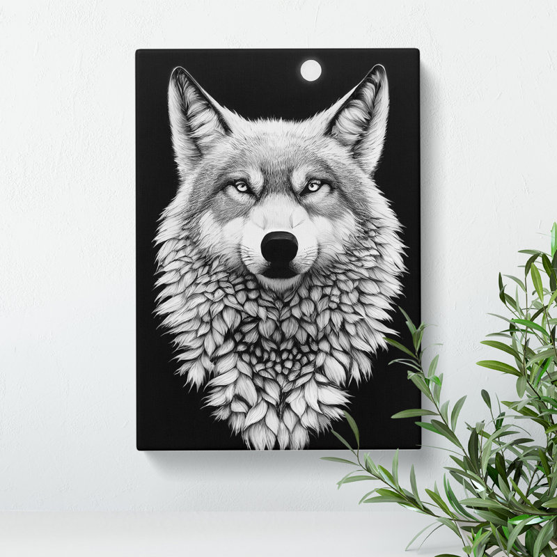 Monochrome Wolf No.1 - Wrapped Canvas Print, 50cm H x 35cm W x 3cm D