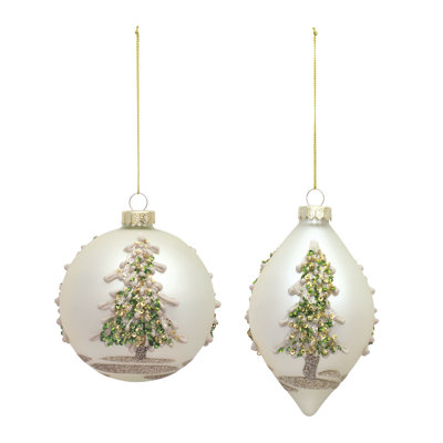 6 Piece Tree Glass Ball Ornament Set