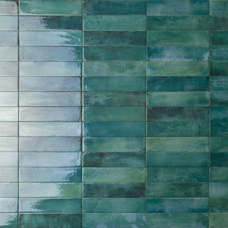 Carreau de mur en porcelaine zellige 2 "x 10" Mirage, Eau de mer, vert clair