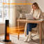 Chauffage d'appoint tour de 63,5 cm (25 po), 1500 W, céramique PTC, chauffage rapide avec effet flamme 3D, deux niveaux de puissance, minuterie de 1 à 12 h, protections de sécurité multiples, pour chambre, bureau ou salon