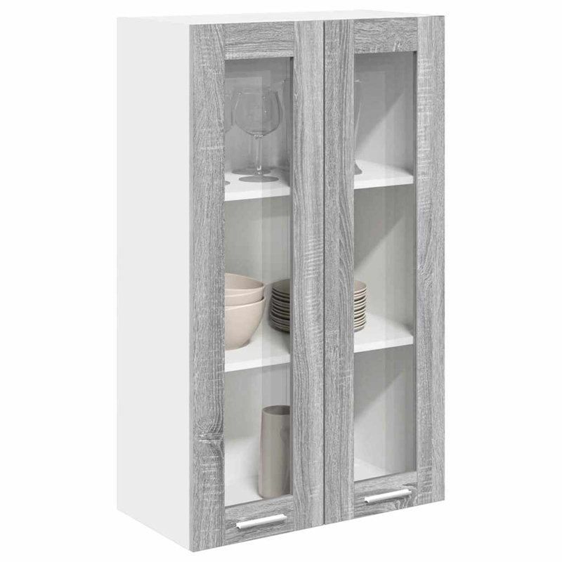 Vidaxl Hanging Cabinet With Storage Riga Artisan Oak 60 X 31 X 100 Cm, 100cm H x 60cm W x 31cm D, Grey Sonoma