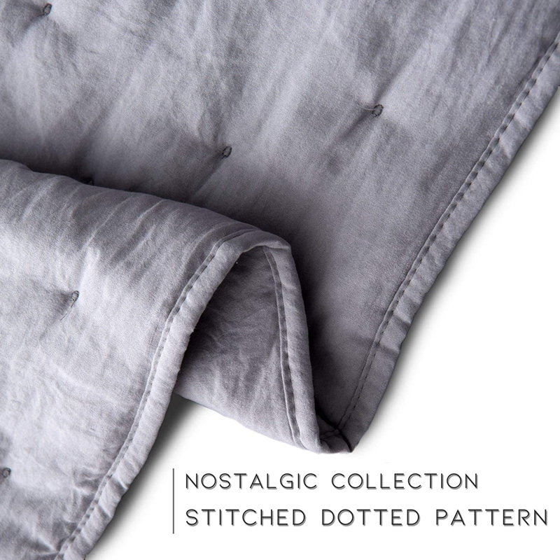 Gray Queen Microfiber Reversible Quilt Set with Shams