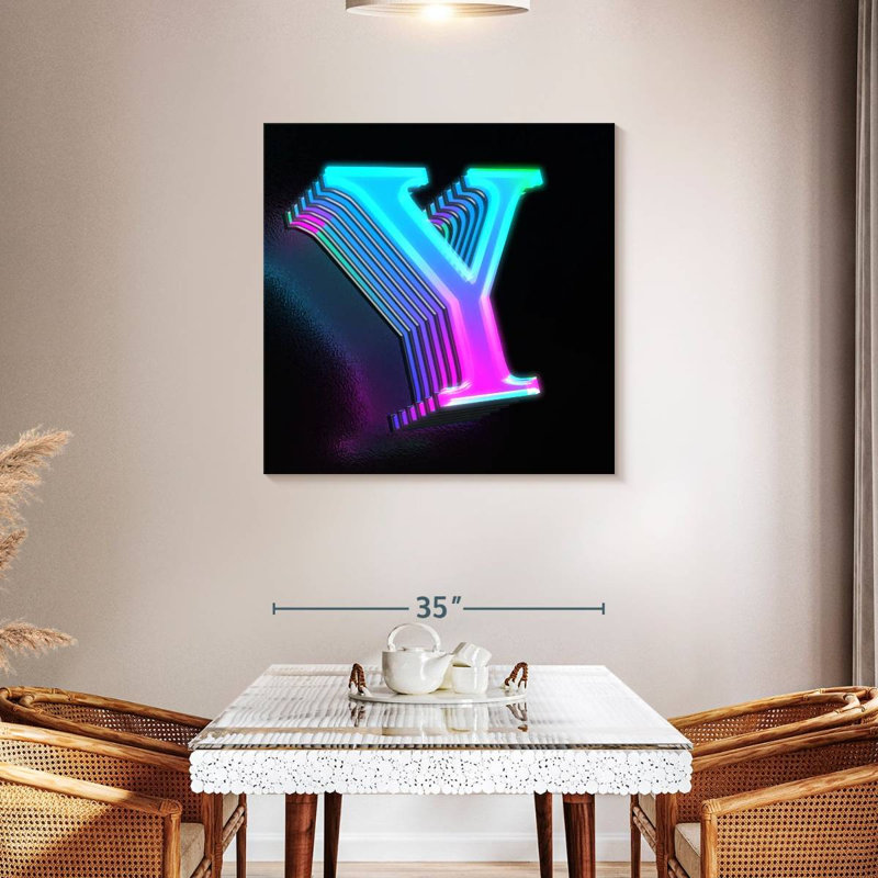 Keiri Futuristic Neon Letter Y, 36" H x 36" W