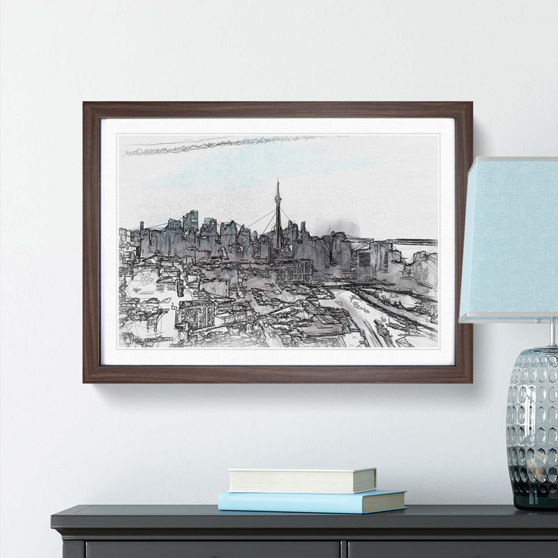Snowy Toronto in Abstract - Picture Frame Graphic Art Print, 48cm H x 65cm W x 2cm D, Walnut Framed