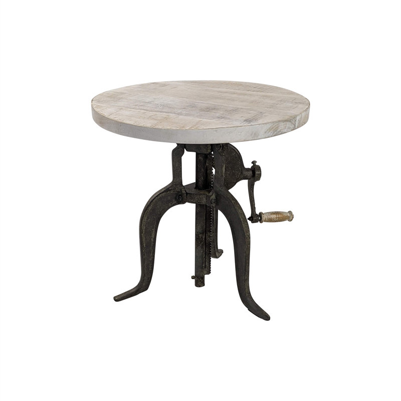 Table de bout Neche, Bois flottant naturel, Fer vieilli