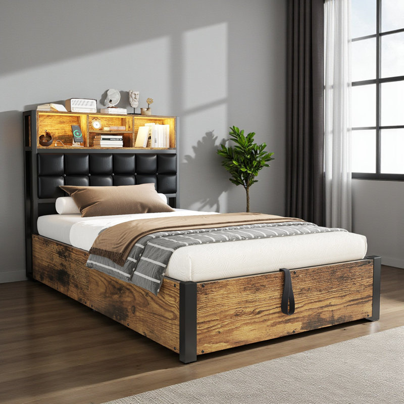 Upholstered Ottoman Storage Bed, Single (3')