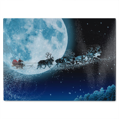 Magic Santa'S Sleigh Dining Glass Chopping Board