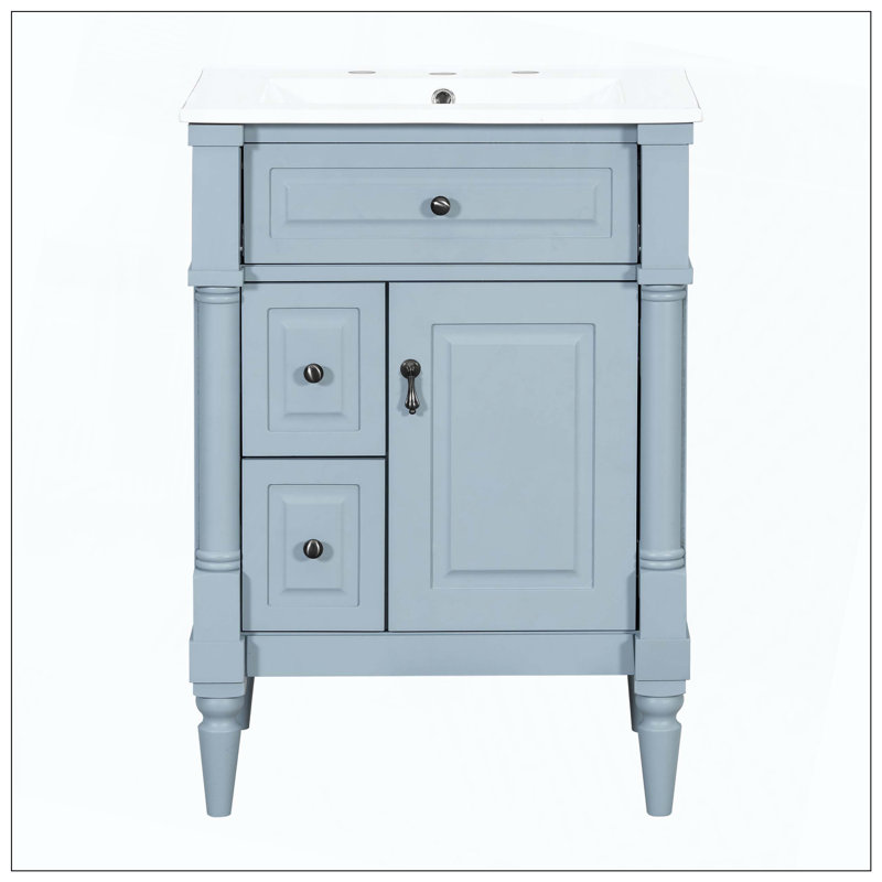 Lavabo de salle de bain autoportant, Blue, 24"