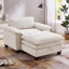 Méridienne surdimensionnée de 51 po avec repose-pieds et rangement en chenille douce beige-2094618124