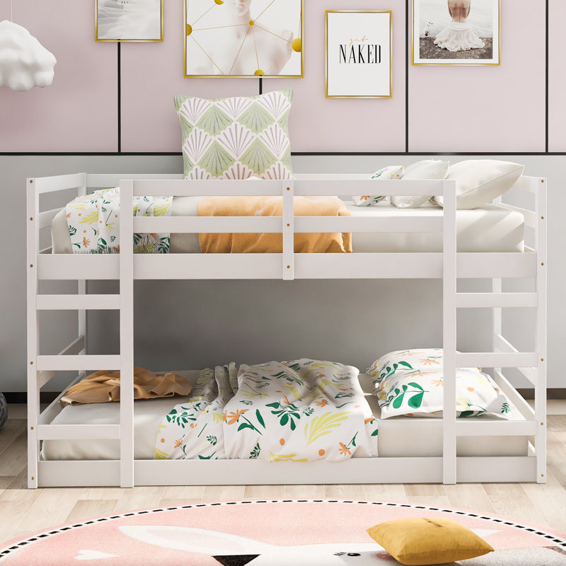 Elaris Low Solid Wood Bunk Bed, Full over Full, White