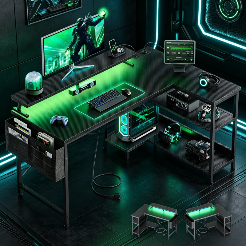 L-Shaped Metal Base Computer Desk