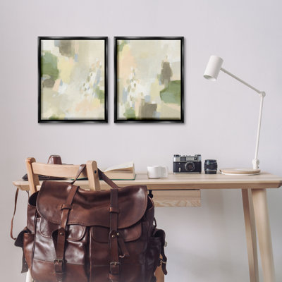  Beige Abstract with Speckles 2 PC Framed Floater Canvas Set by June Erica Vess