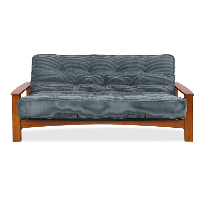 Futon et matelas Mccalla, Velours côtelé couleur vert forêt