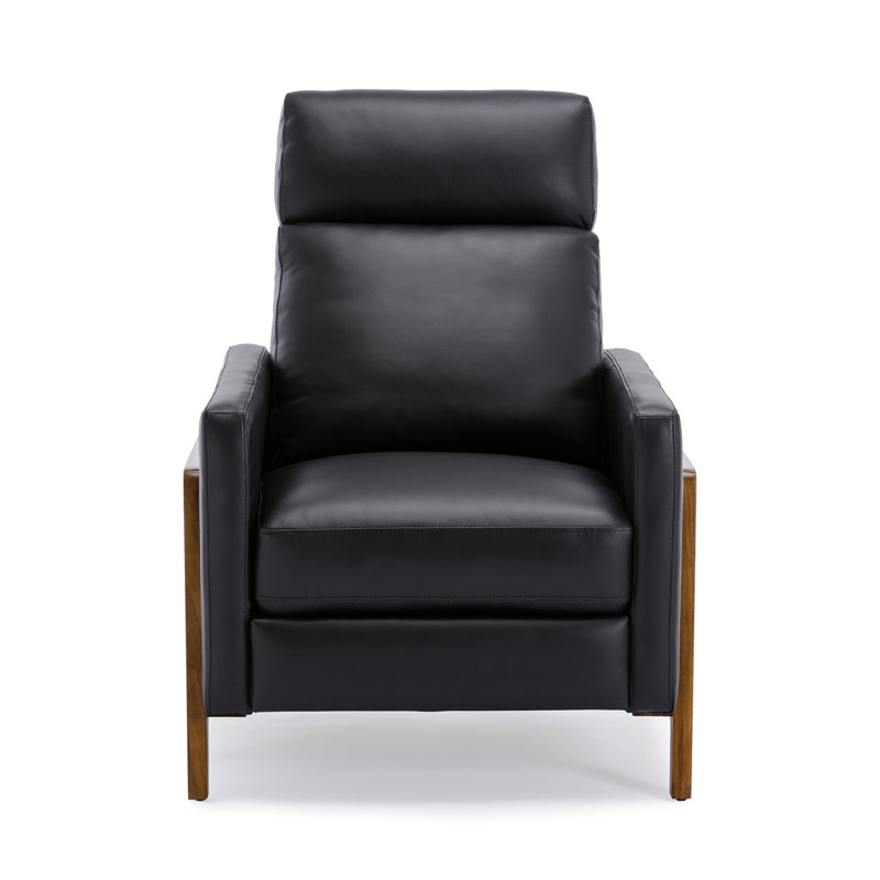 Richland Leather Push Back Recliner - Black