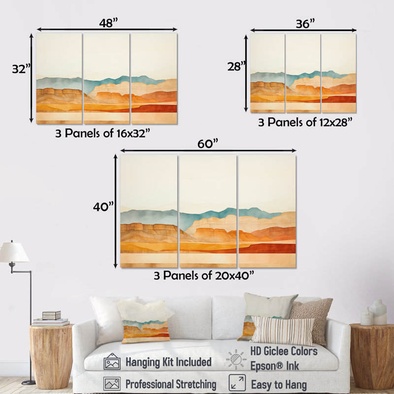 «Bold Canyon View», ensemble d'art mural Canyon, H 28 po x l 36 po x P 1 po, Toile tendue