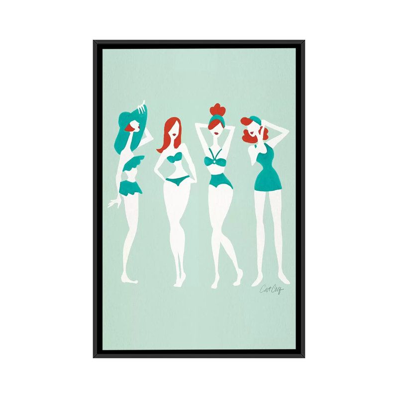 Strickler Redheads On Mint Beach Bombshells, Toile avec cadre noir, H 60 po x l 40 po x P 1,5 po