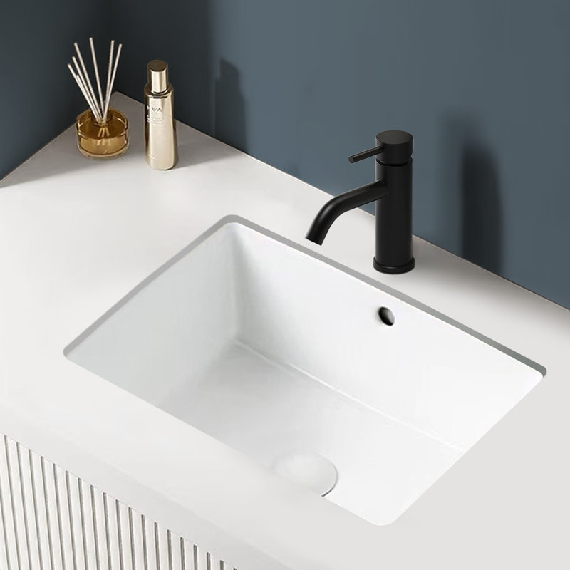 Lavabo de salle de bain encastré en céramique blanche avec trop-plein sous le comptoir 19,69 po Topcraft