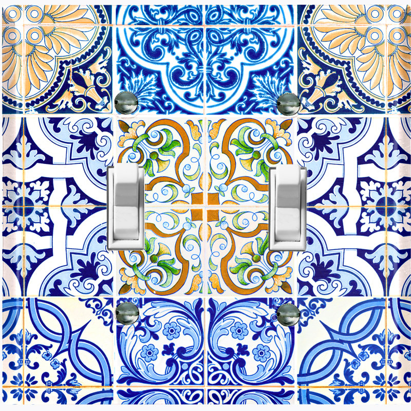 Patterned 2 - Gang Toggle Light Switch Standard Wall Plate