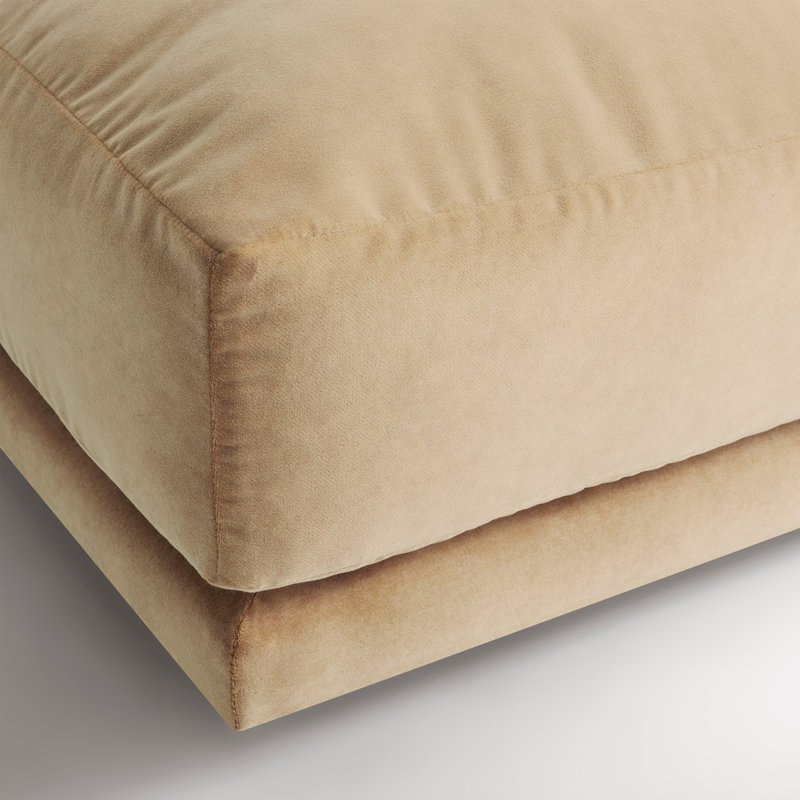 Sunday Square Ottoman, Camel Velvet Polyester Blend