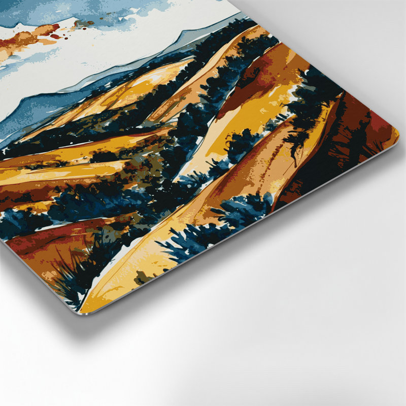 Aquarelle paysage, art mural gris en métal 8