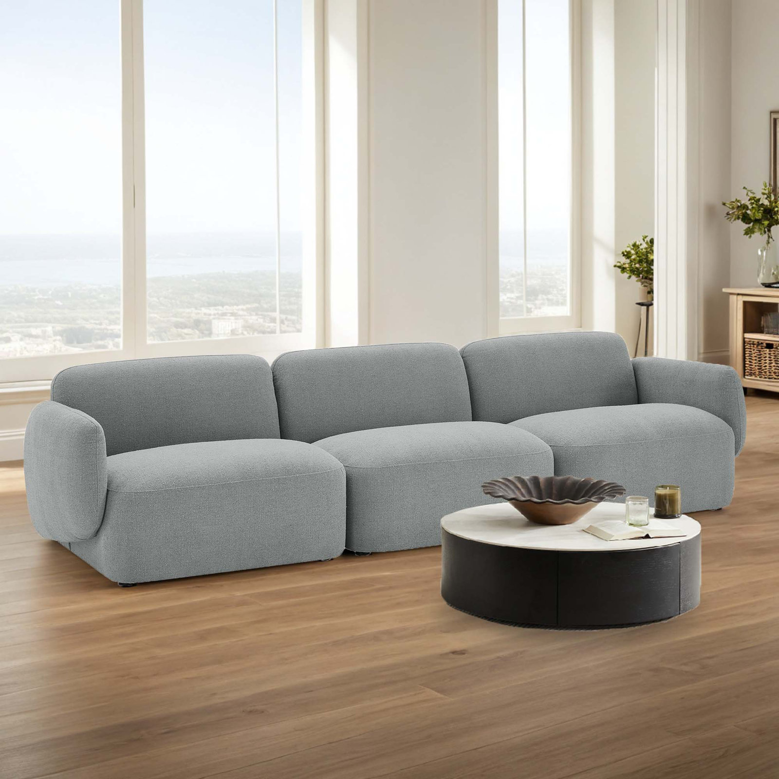 Isles 113" Modular Sofa, Mellow Gray Chenille