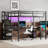 Twin XL Metal Loft Bed with L-Shaped Desk, USB, Wardrobe, Adjustable Shelf & LED Light, Black Space-Saving Bed-1888385672