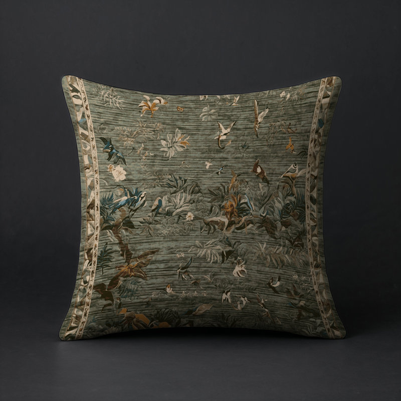 Coussin décoratif intérieur et extérieur Modern, Carré 18 po, Brun floral 3
