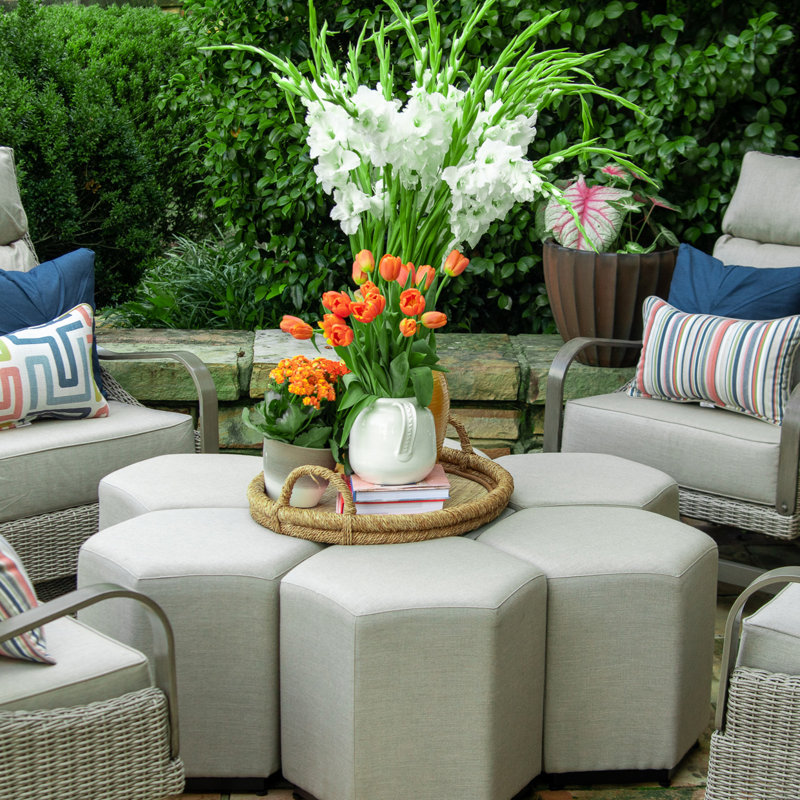 Paxton - Premium Pouf w/ Sunbrella Fabric, Cast Ash Sunbrella® Plainweave