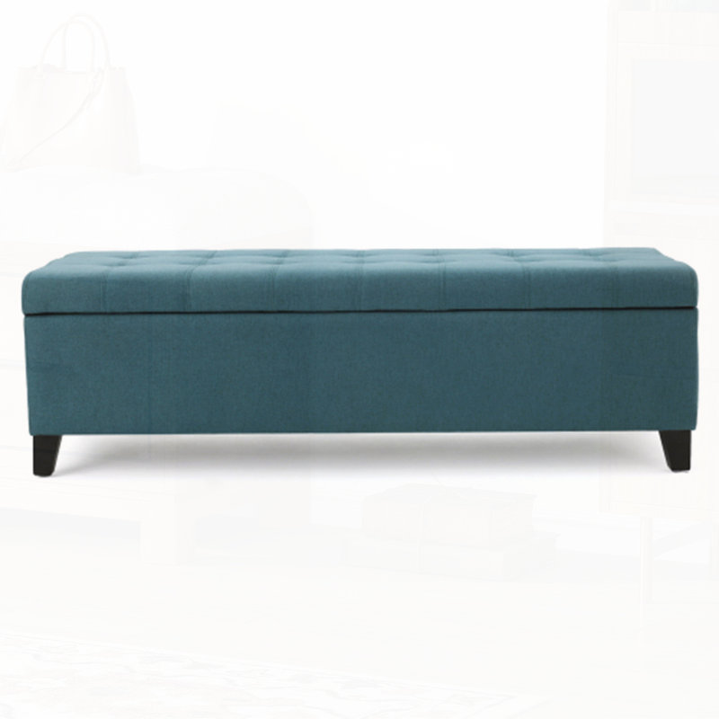 Upholstered Storage Bench, Teal
