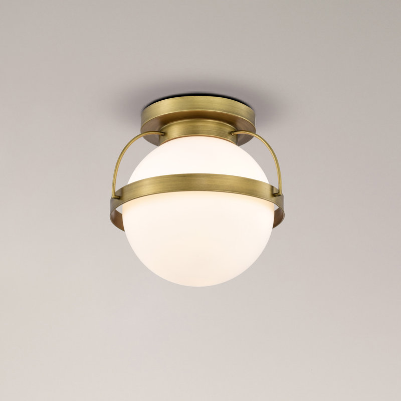 Plafonnier encastré en verre Orleans, H 11,88 po x l 13 po x P 13 po, Laiton naturel