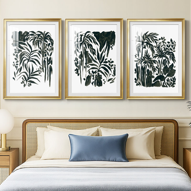 Encre Jungle I - Impression sur mesure encadrée de qualité supérieure - 3 pièces, H 15 po x l 19 po
