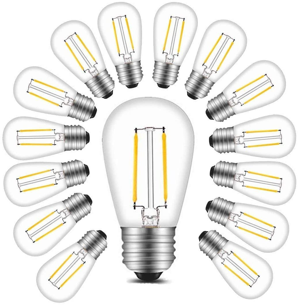 YI LIGHTING LED 25-Pieces Clear Shatterproof 2 Watt S14 LED Bulbs 2700K ...