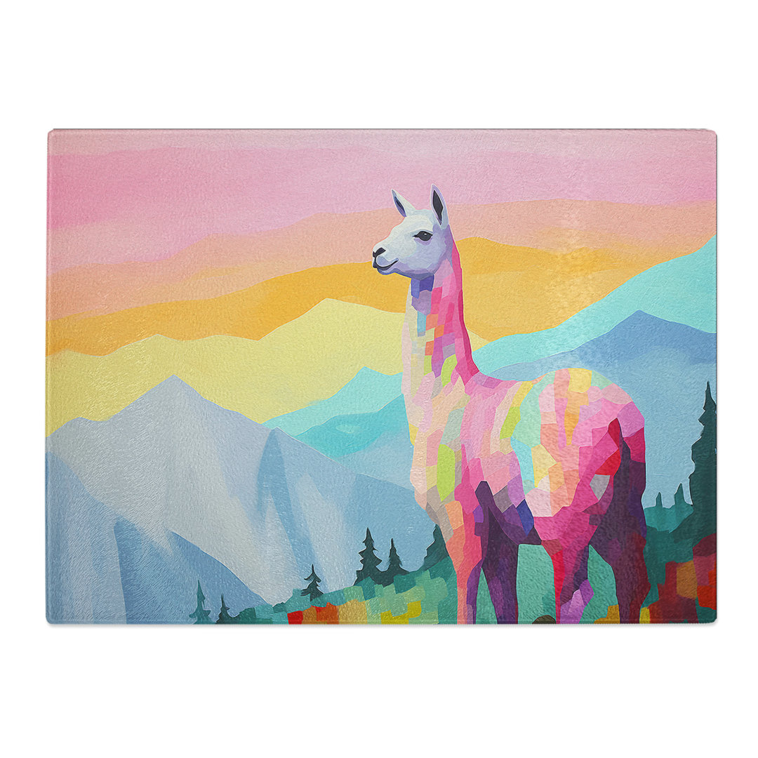 Llama Minimalism No.2  Glass Chopping Board