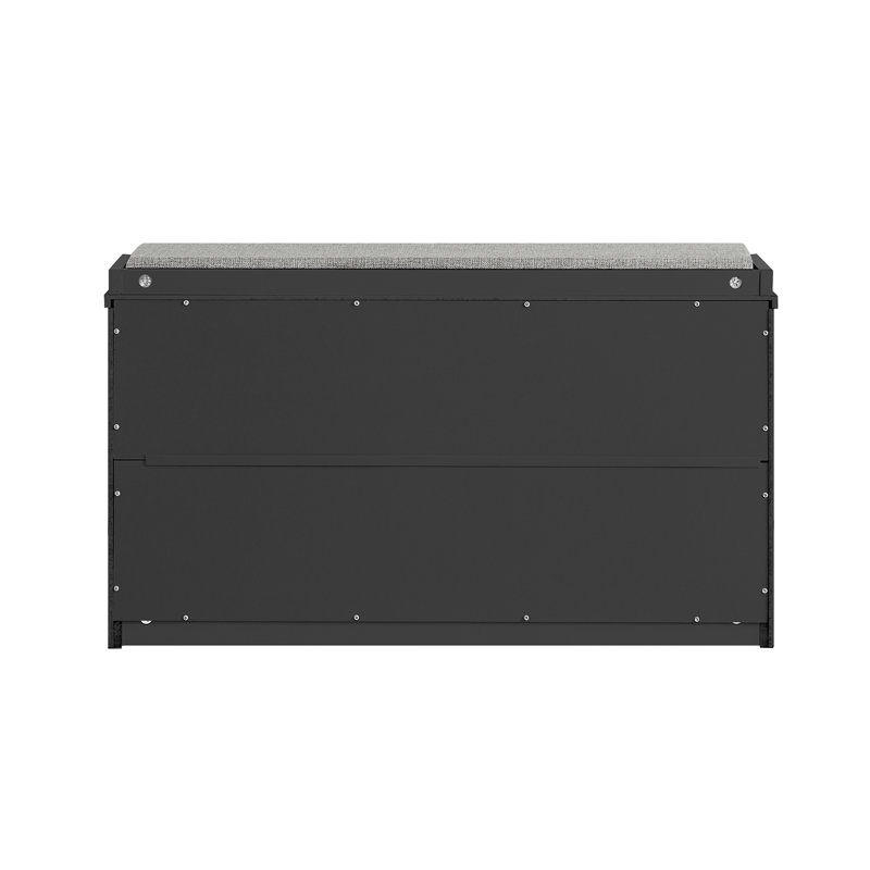 Boehm Polyester Upholstered Storage Bench, Black