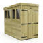 Total Sheds 4ft x 8ft Pent Garden Shed - Double Door - With Windows - Pressure Treated Timber - UK Manufactured
