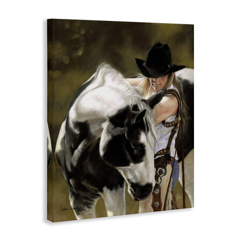 Art mural sur toile Cowgirl & Spots Horse par Victoria Schultz, H 20 po x l 16 po