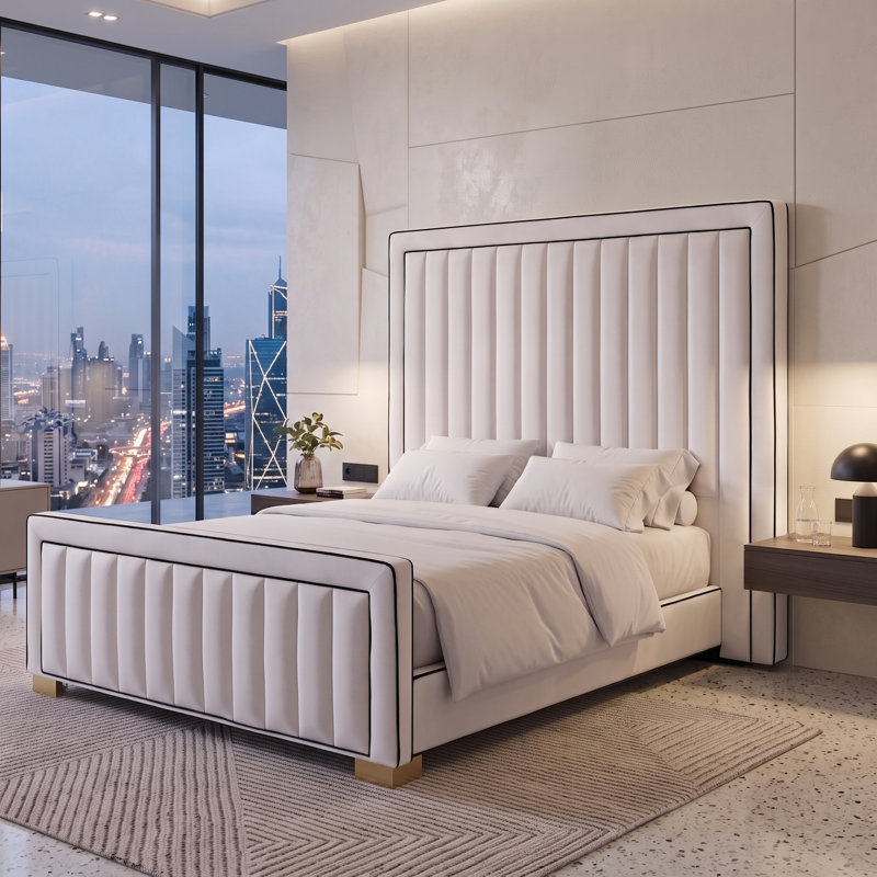 Grand lit tapissier luxueux de 68 po London, Très grand lit, Black