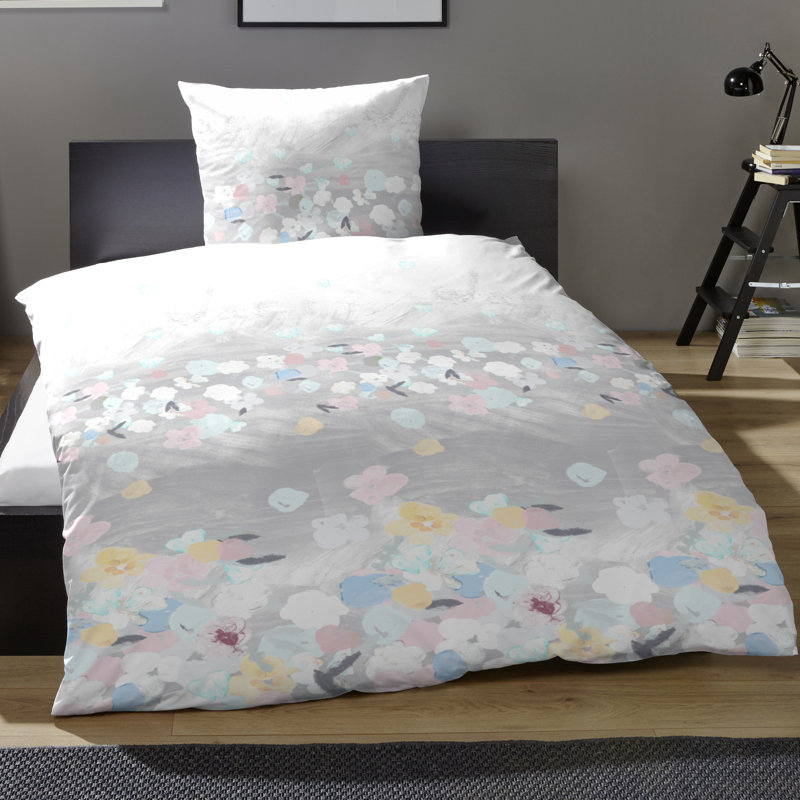 Baca Percale Reversible Duvet Cover Set, Taupe/Pink, 155 x 220 cm - 1 Pillowcase (80 x 80 cm)