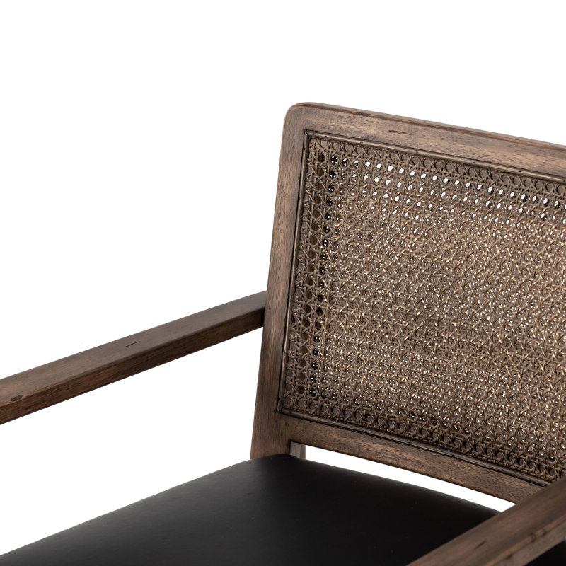 Xavier Upholstered Arm Chair, Black Genuine Leather