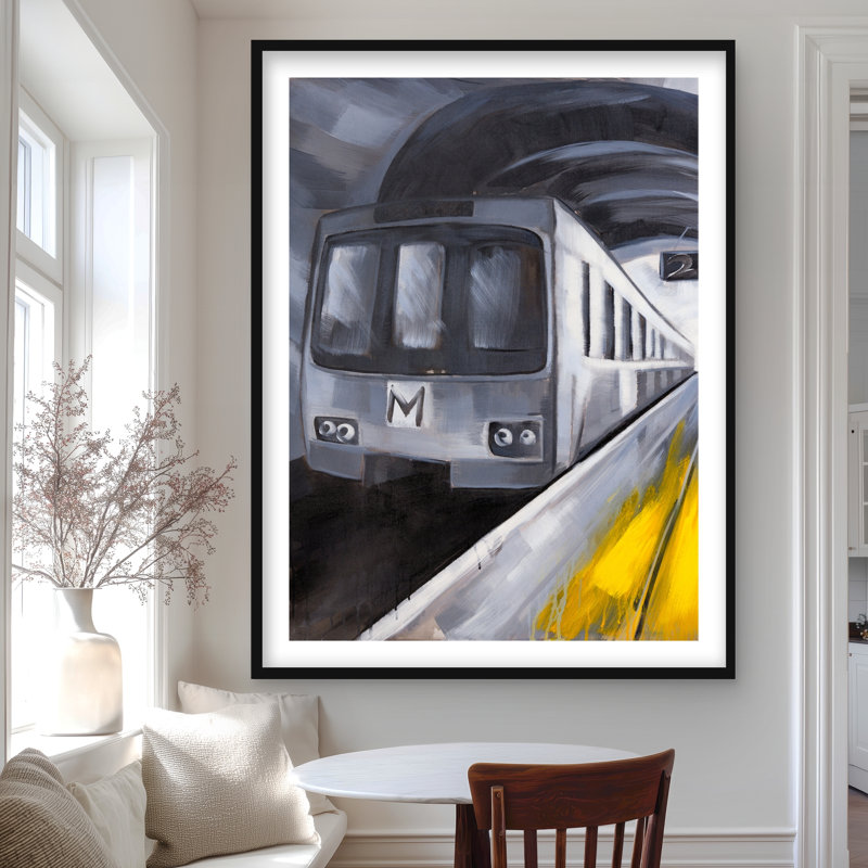 Subway - bleu transport encadré imprimé mat pour la décoration, Noir