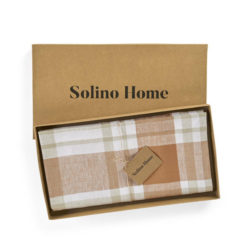 Fall Harvest Plaid - 100% Pure Linen Table Throw