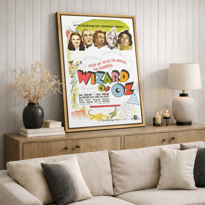 Wizard of Oz Classic Musical Film Poster Artwork, Vintage Hollywood Fantasy Movie Pictures, Framed Canvas Giclee Print Wall Art