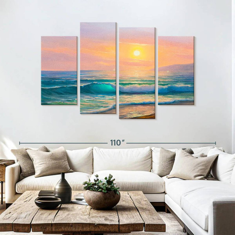 Alvord, soleil sur la mer, peinture, H 54 po x l 84 po
