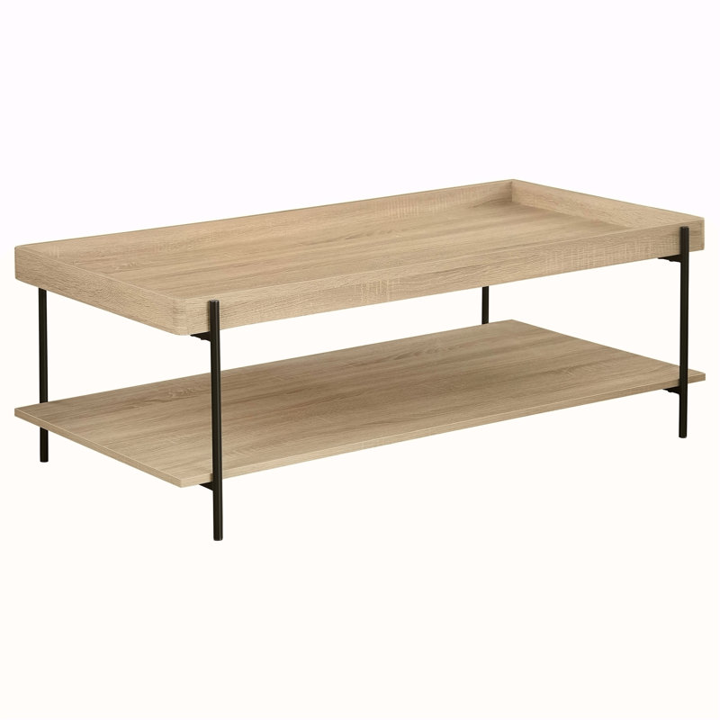 Table basse rectangulaire en bois d'ingénierie brun clair Miller