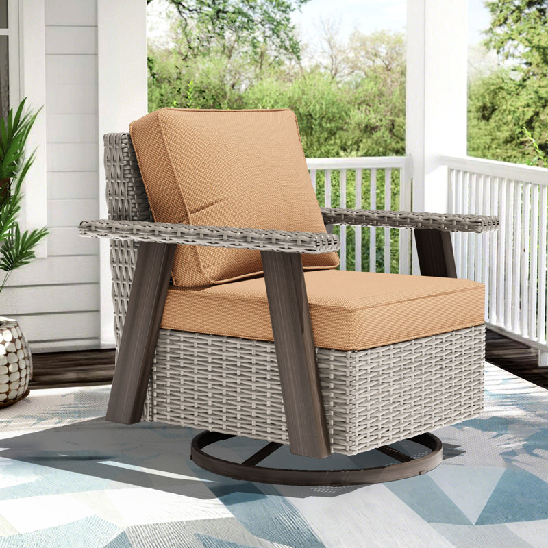 Creal Swivel Rocking Chair With Olefin Fabric Cushion, Tan