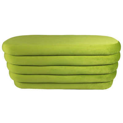 44" Green Velvet Tufted Oval Ottoman