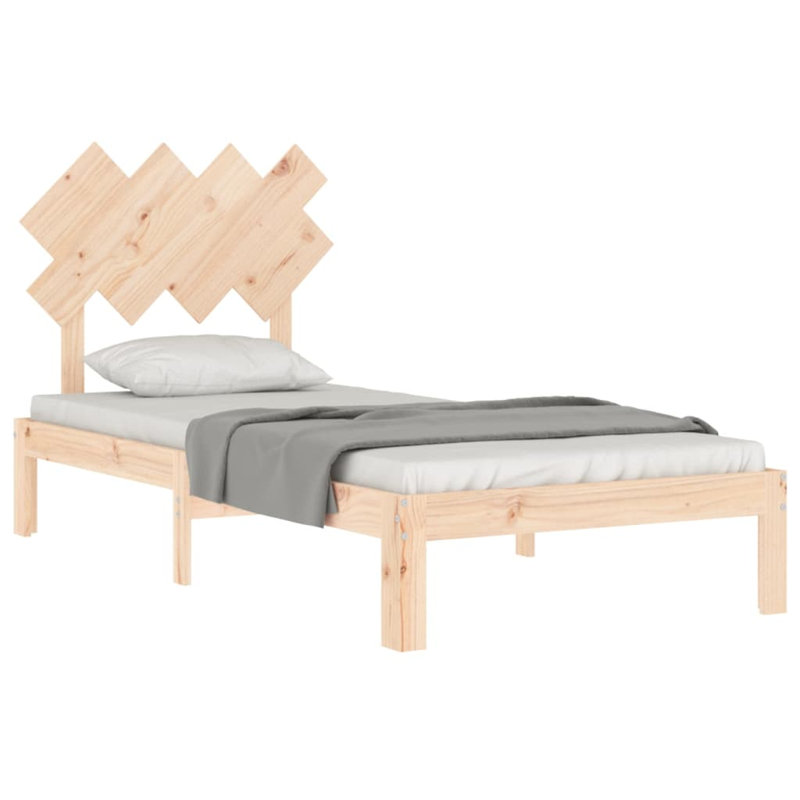 Bed Frame with Headboard, European Single (90 x 200 cm), Brown
