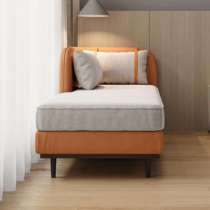 Chaise longue rembourrée Bellaude, Chaise longue à accoudoir gauche, Gris / Orange