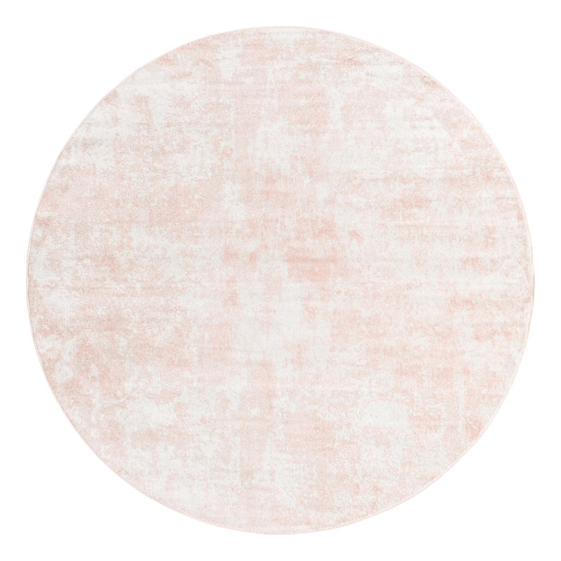 Tapis rose clair / blanc Juliette, Rond 7 pi 1 po